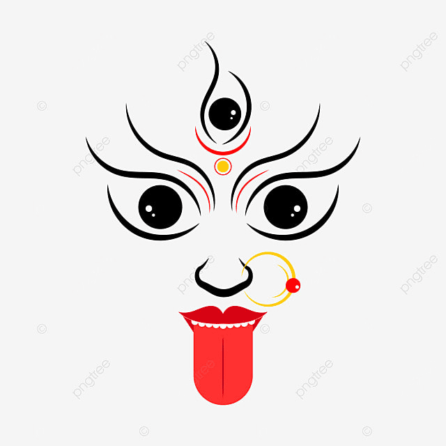 Maa Kali Vector Hd PNG Images, Maa Kali Face Clipart Illustration, Shyama Kali, 