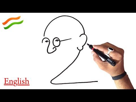 Mahatma Gandhi Drawing Portrait Very Easy English Version For