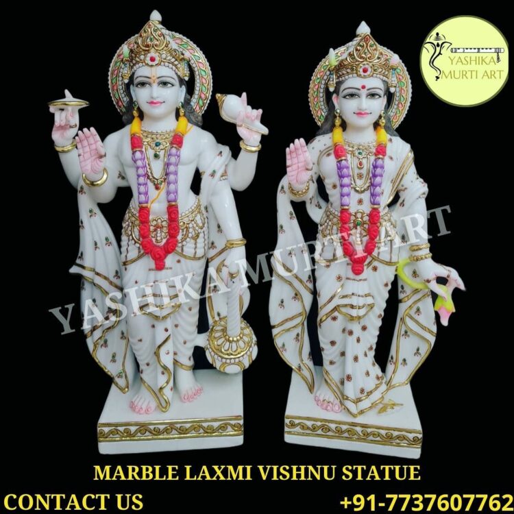 Marble Laxmi Vishnu Statue