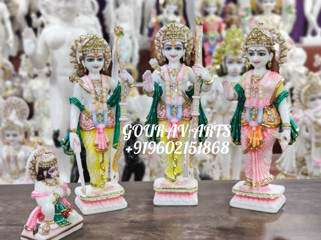 Marble Ram Darbar multicolor Statue / Ram Sita moorti/ white marble hindu religi
