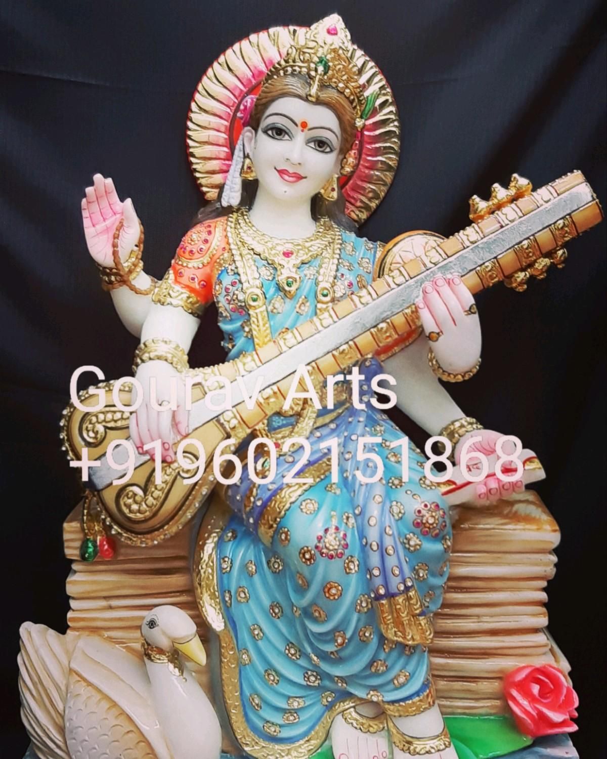 Marble Saraswati Maa Statue - colorfull Saraswati statue for worship #goddesssar