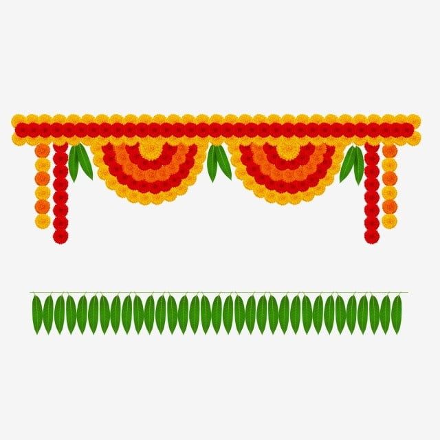 Marigold Flower Decoration Vector Hd Images, Marigold  Toran Decorative R Garlan