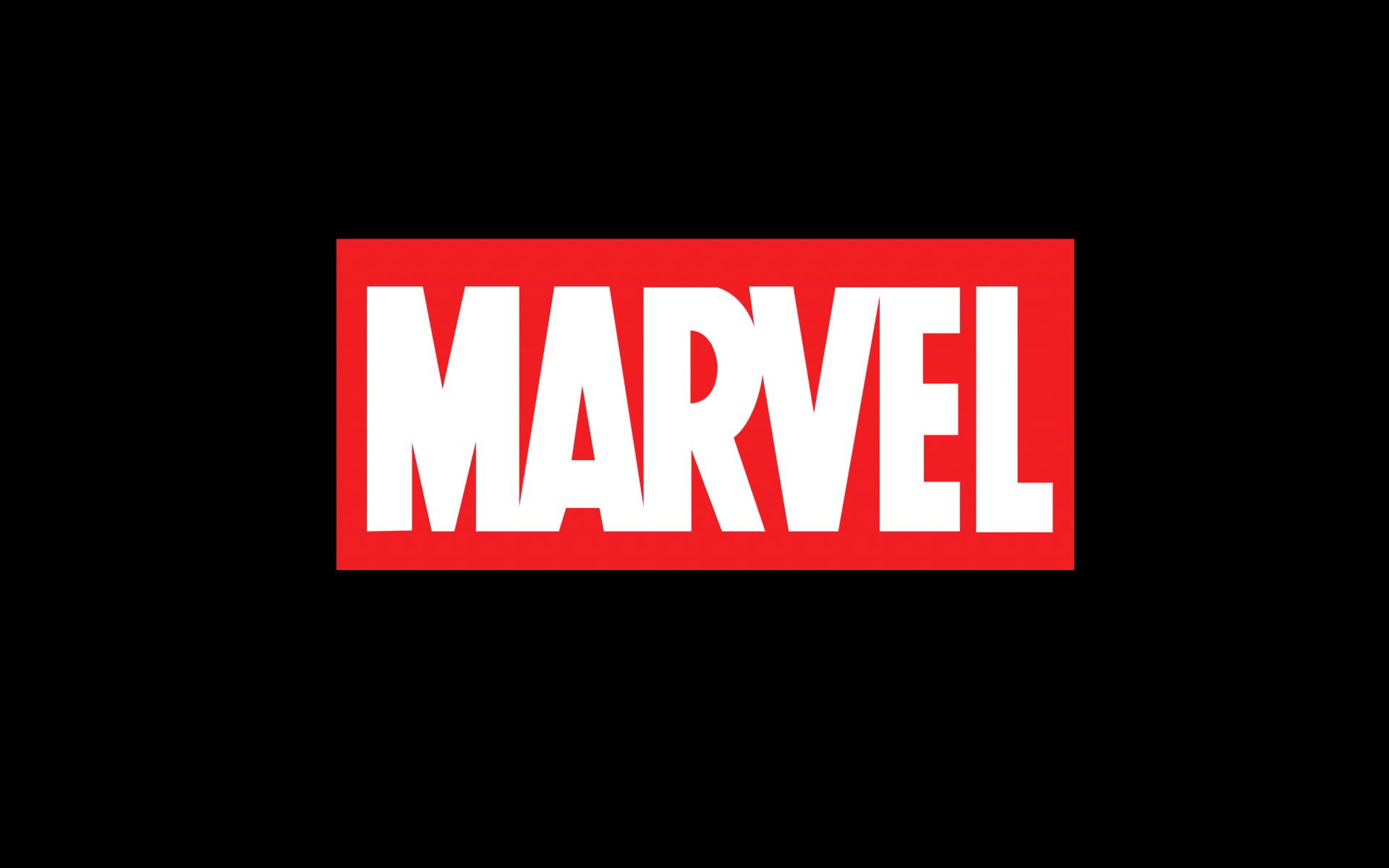HD wallpaper: Marvel logo, minimalism, Studio, sign, red, business, illustration