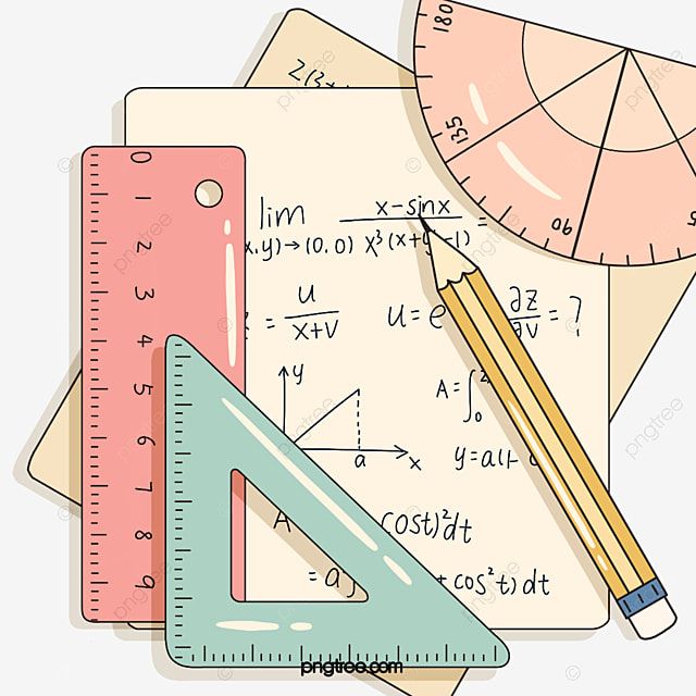 Math Stationery PNG Transparent, Hand Drawn Style Math Stationery Elements,