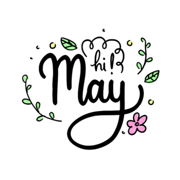 May Month Png Transparent, May Month Lettering Decorated With Flower And Leaves