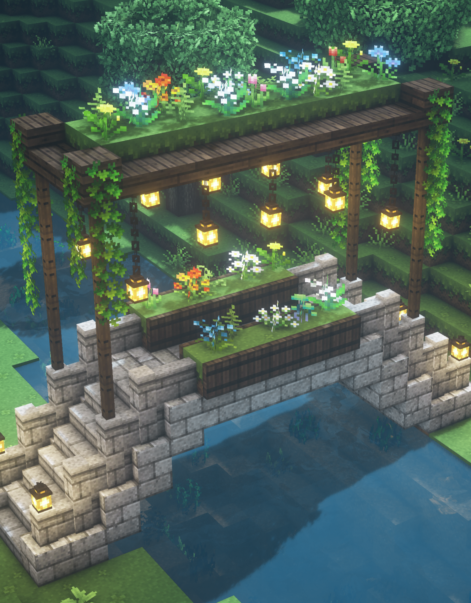 Minecraft Fairy Garden Bridge 🍄🌿✨ Magical Fairytale Cottagecore Build