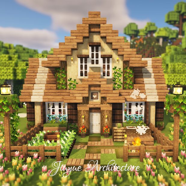 Minecraft Tutorial: How to Build a Aesthetic Rustic Cottage