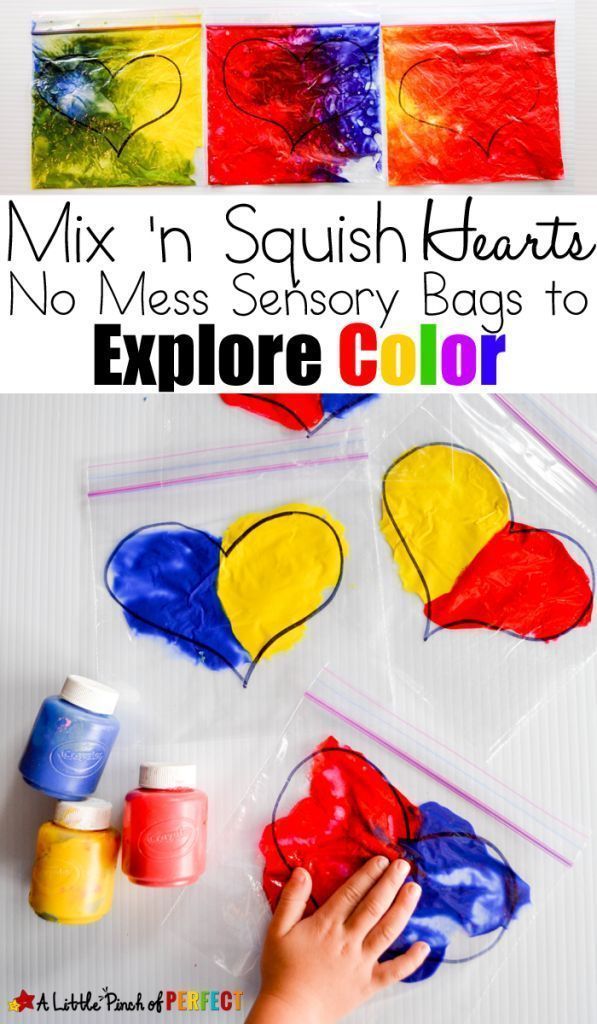 Mix N Squish Hearts Sensory Bags To Explore Color
