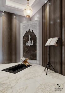 Modern Livingroom and Praying Room HD Wallpaper