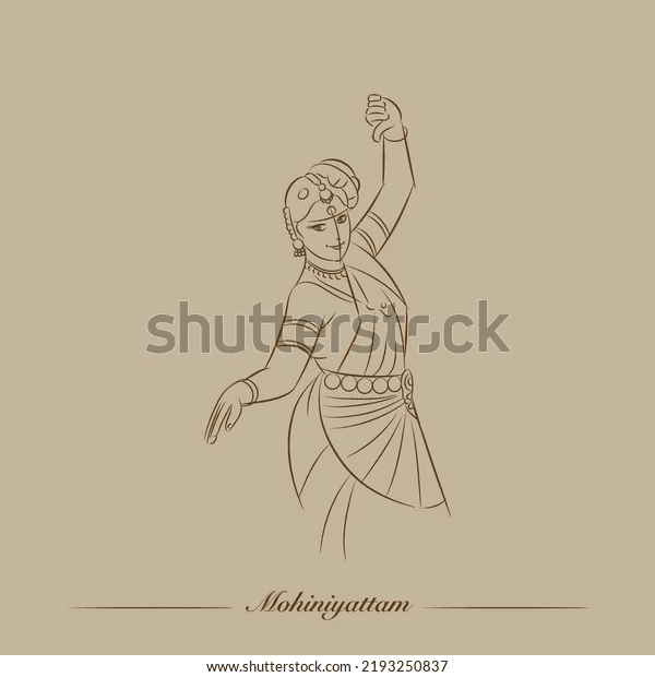 Mohiniyattam Dance Woman Dance Line Drawing Stock Vector (Royalty Free) 21932508