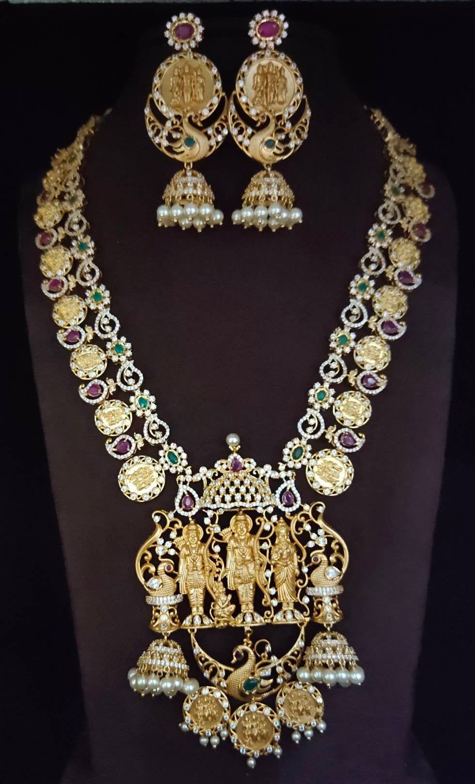 Most beautiful uncut Polki ram parivar necklace with earrings