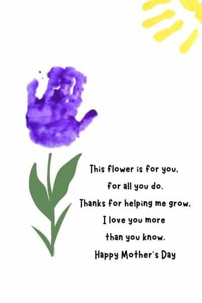 Mother’s Day Handprint Flower Poem Printable (FREE) Images