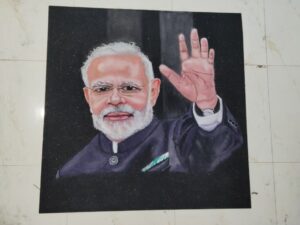 Narendra Modi PM of India Rangoli portrait HD Wallpaper