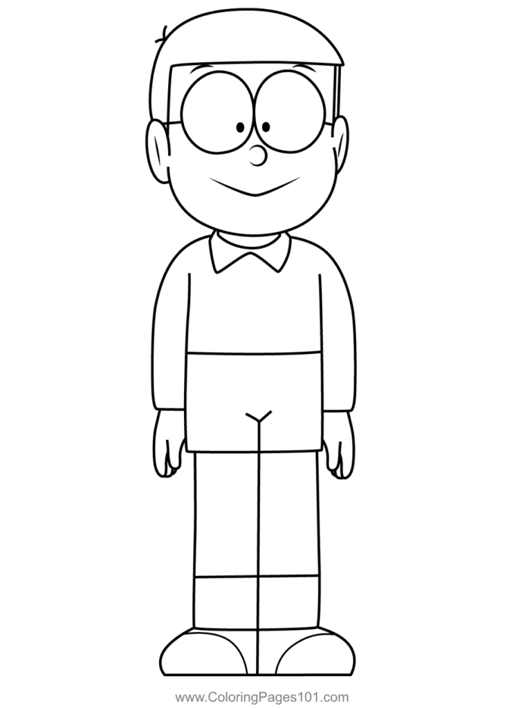 Nobita Standing Doraemon Coloring Page
