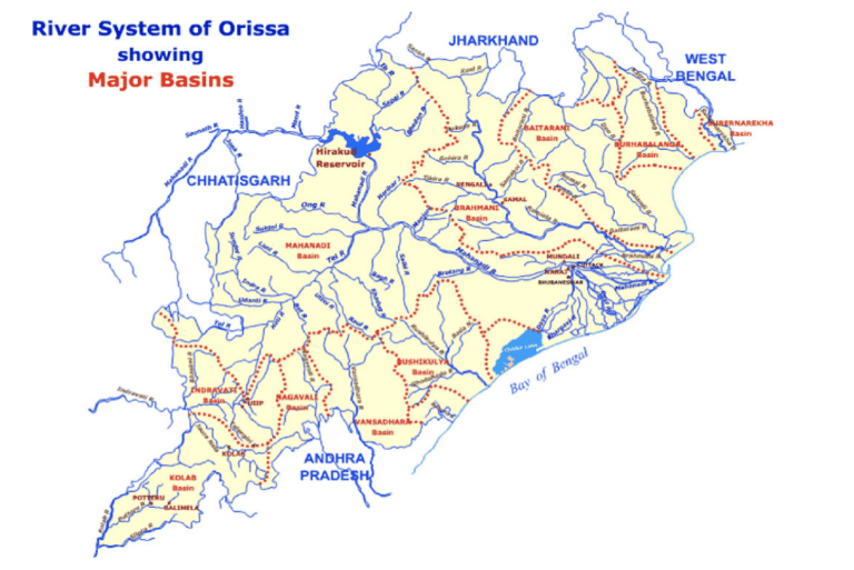 Odisha Map - Tourist Destinations, River, Road And Rail Networks