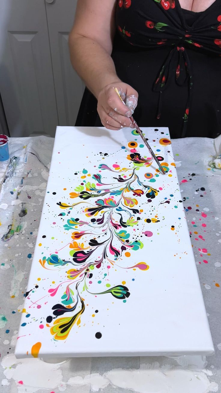 Paint Splatter Pour turns into flowers  - So simple and so gorgeous!