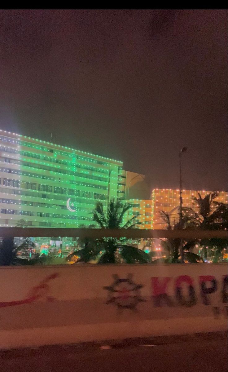 Pakistan’s Independence Day 75th August 14 lights on a building