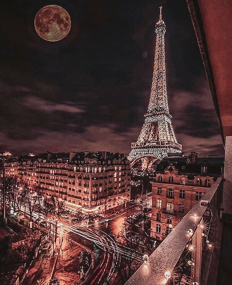 Paris Nights Rose Gold - City Scene Aesthetic - Window View