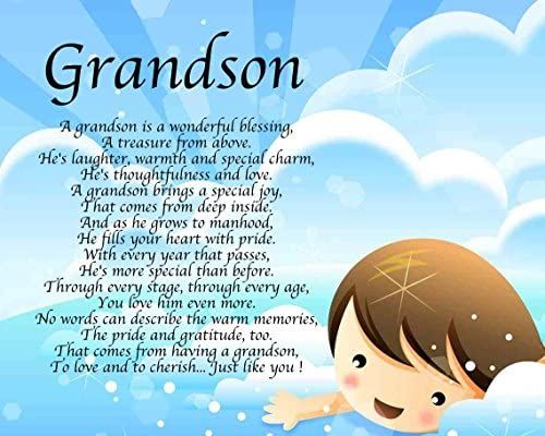 Personalised Grandson Poem Birthday Christmas Grandson Birth Christening Present