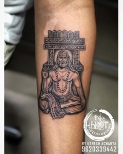 Portrait tattoo of Sri Guru Raghavendra Swamy HD Wallpaper