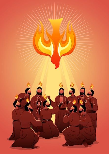 Premium Vector | An illustration of pentecost sunday holy spirit biblical series