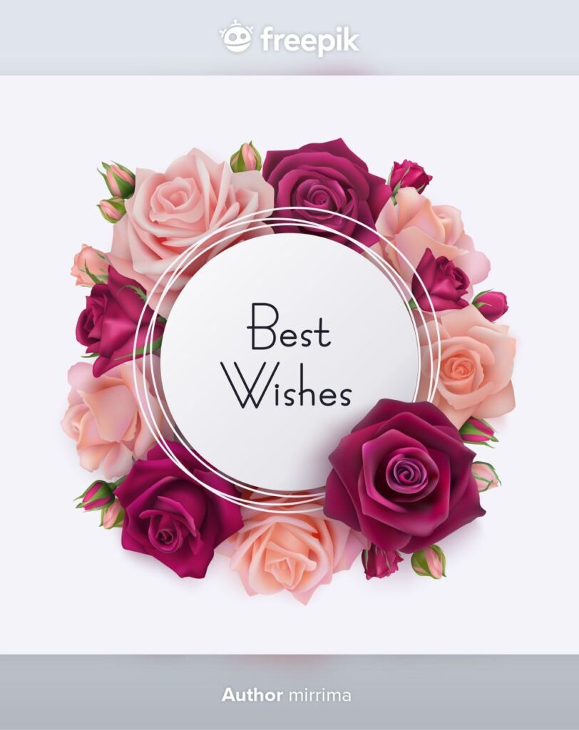 Premium Vector | Best wishes card. white round frame with pink roses Images