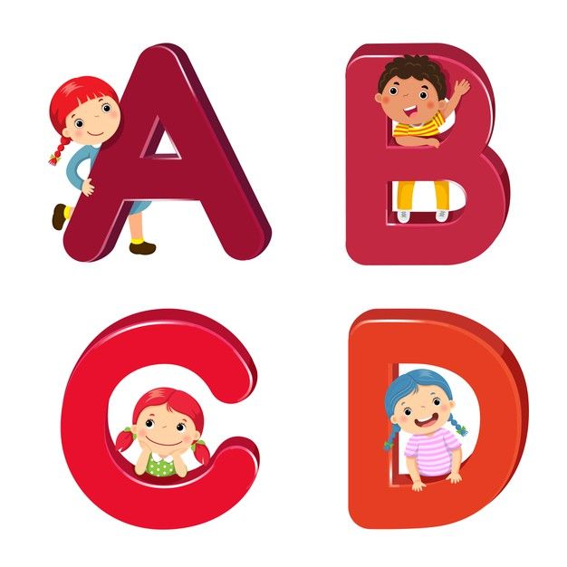 Premium Vector | Cartoon kids with abcd letters