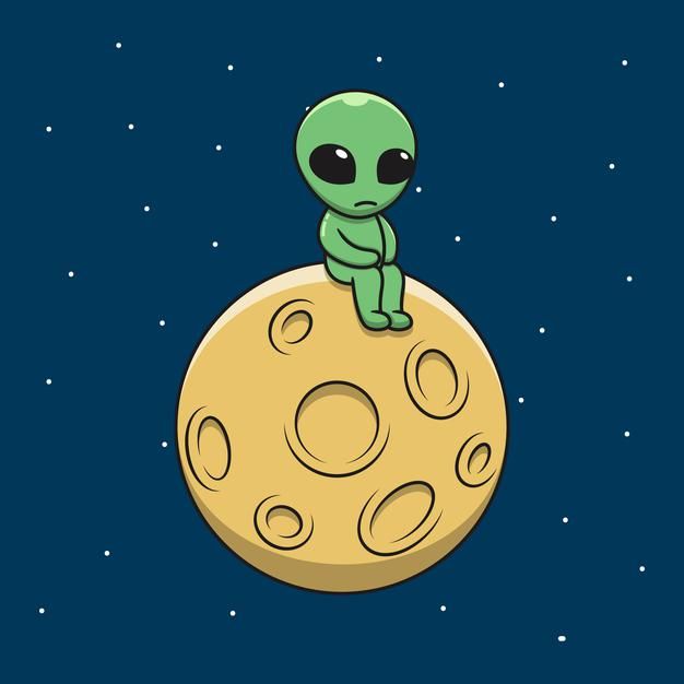 Premium Vector Cartoon Sad Alien On The Moon Images