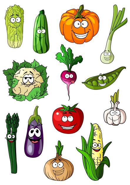Premium Vector Cartoon Vegetables Characters With Tomato Onion Eggplant