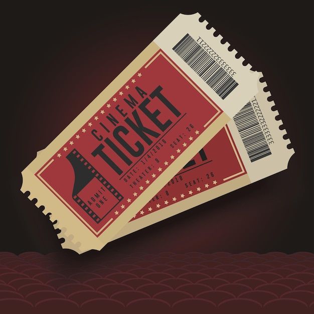 Premium Vector | Cinema tickets. movie cinema ticket icon, cardboard pair of tic
