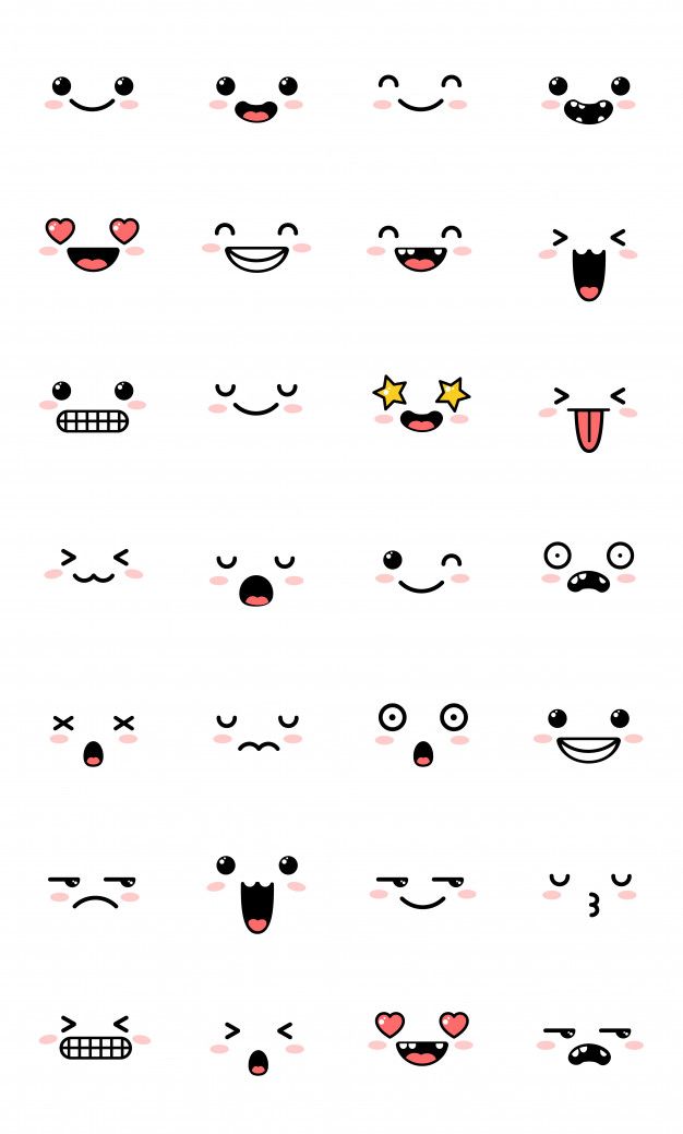 Premium Vector | Collection of sweet kawaii emoticon emoji.