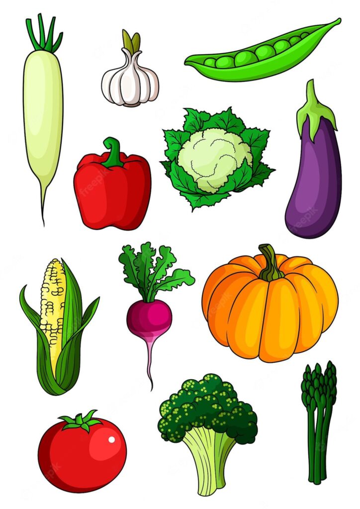 Premium Vector | Colorful Cartoon Healthy Vegetables