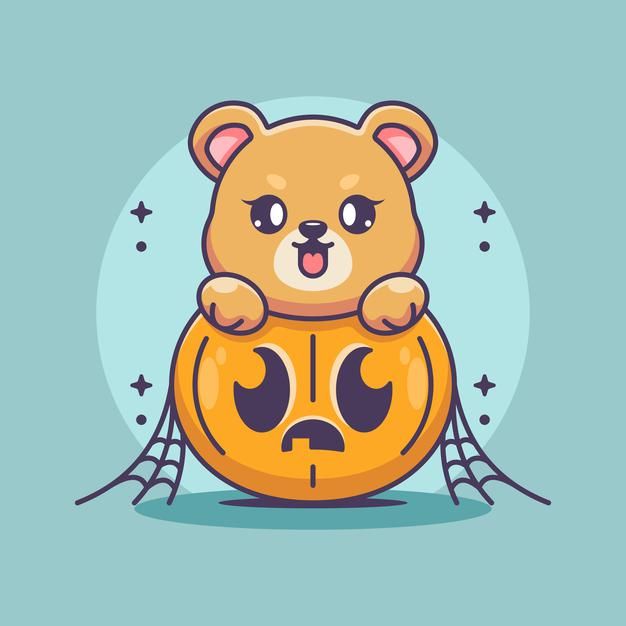 Premium Vector Cute Bear With Pumpkin Cartoon Images