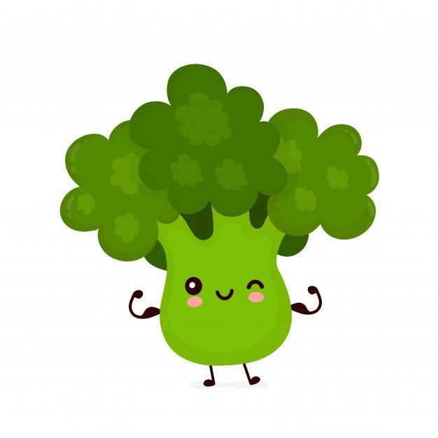 Premium Vector | Cute happy smiling broccoli vegetable show muscle. cartoon char