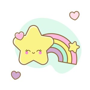Premium Vector | Cute kawaii little star smiling with colorful rainbow HD Wallpaper