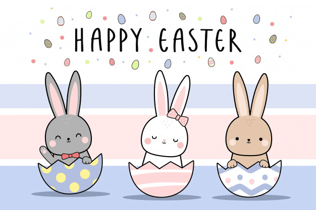 Premium Vector | Cute rabbit bunny happy easter cartoon doodle wallpaper