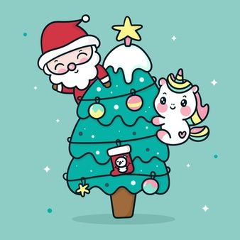 Premium Vector Cute Unicorn And Santa Claus Cartoon On