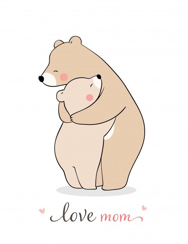 Premium Vector | Draw mom bear and baby hug with love.for mother'day.