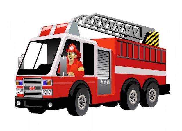 Premium Vector | Fire Fighter Driving Fire Truck