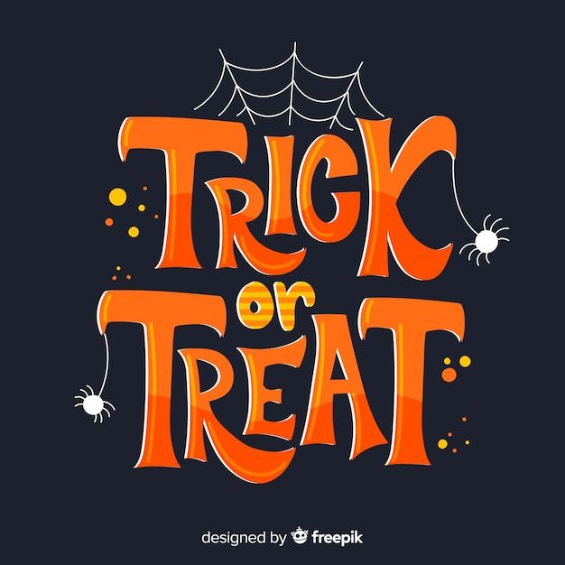 Premium Vector | Halloween trick or treat with spider web