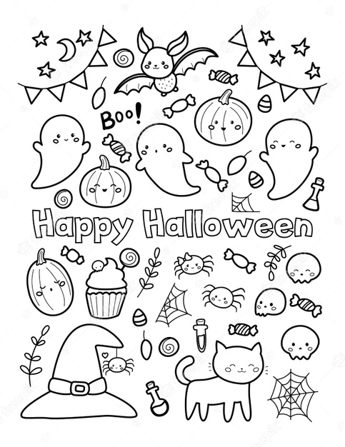 Premium Vector Happy Halloween Coloring Page For Children Images
