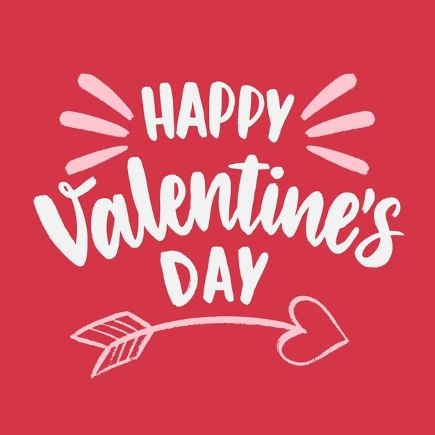 Premium Vector Happy Valentines Day Lettering With Cupid Arrow