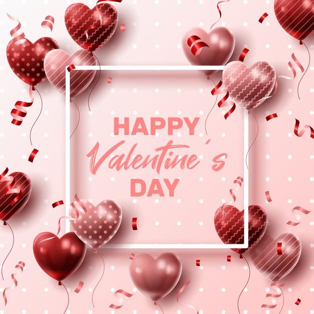 Premium Vector Happy Valentines Day With Heart Balloon Composition