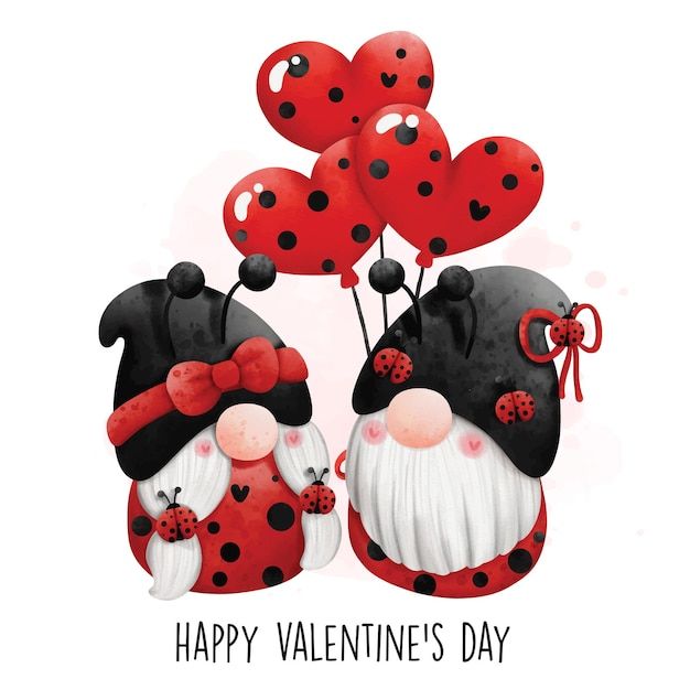 Premium Vector Happy Valentines Day With Ladybug Gnomes Images
