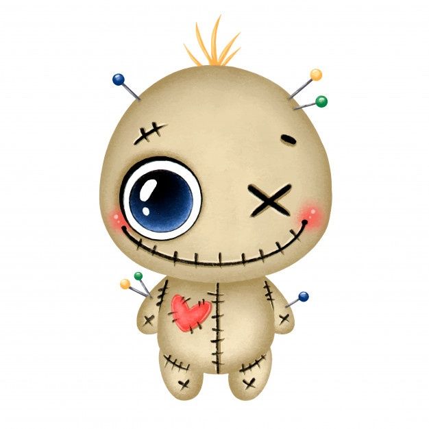 Premium Vector | Illustration of a cute cartoon halloween smiling brown voodoo d