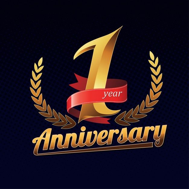 Premium Vector One Year Anniversary Golden Logo With Red