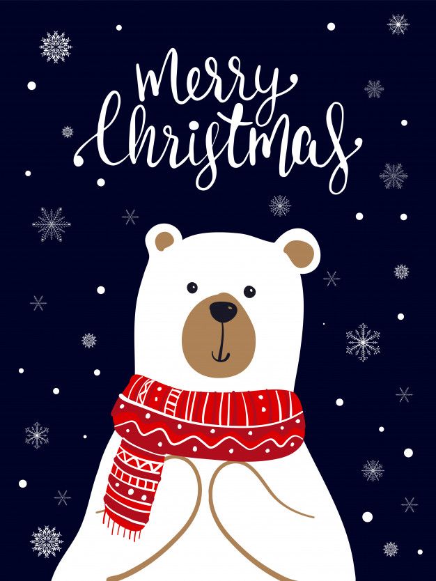 Premium Vector | Polar bear scarf cartoon with christmas festival