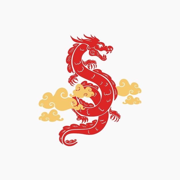 Premium Vector | Red Chinese Dragon Illustration