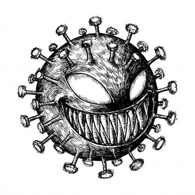 Premium Vector | Scary Corona Virus Cartoon Illustration Sketch