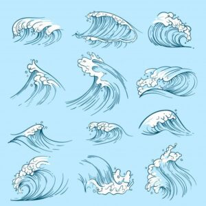 Premium Vector | Sketch ocean waves. hand drawn marine vector tides. wave water  Images